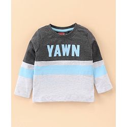 Babyhug Full Sleeves Night Suit Text Print - Grey