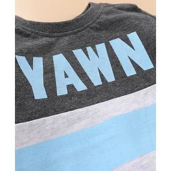 Babyhug Full Sleeves Night Suit Text Print - Grey