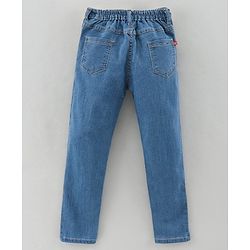 Babyhug Full Length Washed Denim Stretchable Jeans - Light Blue