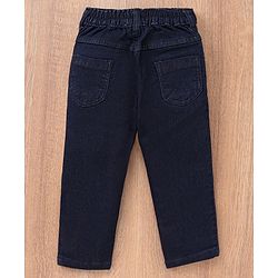 Babyhug Full Length Denim Washed Jeans - Dark Blue