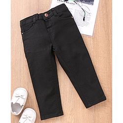 Babyhug Full Length Denim Washed Jeans - Black