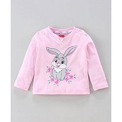 Babyhug Full Sleeves Night Suit Bunny Print - Light Pink White