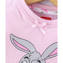 Babyhug Full Sleeves Night Suit Bunny Print - Light Pink White