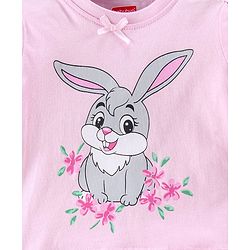 Babyhug Full Sleeves Night Suit Bunny Print - Light Pink White