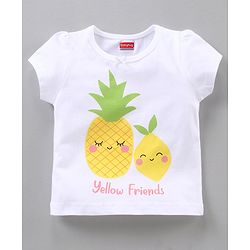 Babyhug Short Sleeves Night Suit Pineapple Print - White Yellow