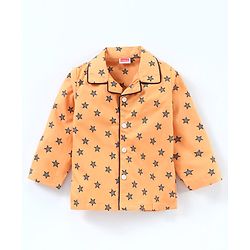 Babyhug Full Sleeves Cotton T-shirt and Pyjama Set Star Print - Mustard