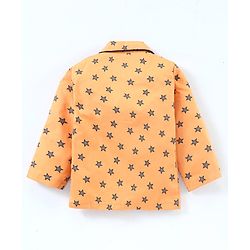 Babyhug Full Sleeves Cotton T-shirt and Pyjama Set Star Print - Mustard