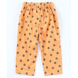 Babyhug Full Sleeves Cotton T-shirt and Pyjama Set Star Print - Mustard