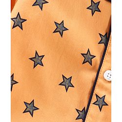 Babyhug Full Sleeves Cotton T-shirt and Pyjama Set Star Print - Mustard
