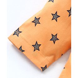 Babyhug Full Sleeves Cotton T-shirt and Pyjama Set Star Print - Mustard