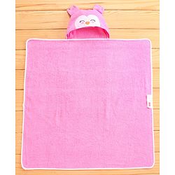 Babyhug Cotton Hooded Towel with 3D Ears - Pink