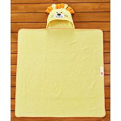 Babyhug Cotton Lion Hooded Towel - Yellow