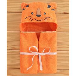 Babyhug Hooded Towel Tiger Graphic - Orange