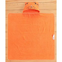 Babyhug Hooded Towel Tiger Graphic - Orange
