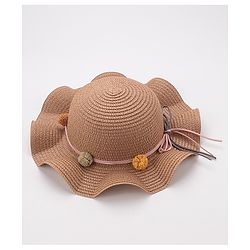 Babyhug Straw Hat With Flower Applique - Brown