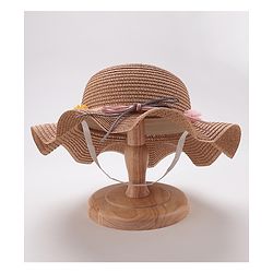 Babyhug Straw Hat With Flower Applique - Brown