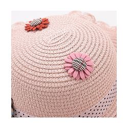 Babyhug Straw Hat With Flower & Ribbon Bow Applique - Pink