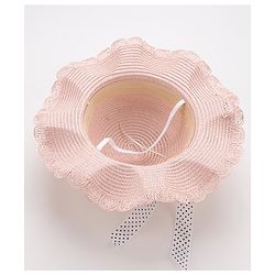 Babyhug Straw Hat With Flower & Ribbon Bow Applique - Pink