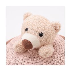 Babyhug Straw Hat With Teddy Applique - Pink