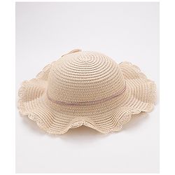 Babyhug Straw Hat With Fishes Applique - Yellow