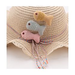 Babyhug Straw Hat With Fishes Applique - Yellow
