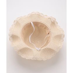 Babyhug Straw Hat With Fishes Applique - Yellow