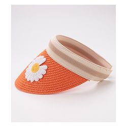 Babyhug Visor Straw Hat With Flower Patch - Orange