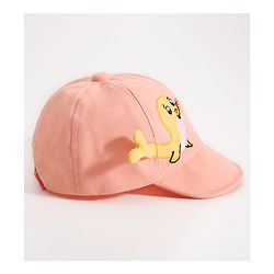Babyhug Seal Embroided Baseball Cap - Peach (Text Color May Vary)