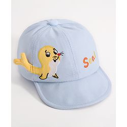 Babyhug Seal Embroided Baseball Cap - Blue