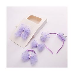 Babyhug Free Size Hair Accessories Combo with Stone & Pearl Applique - Purple