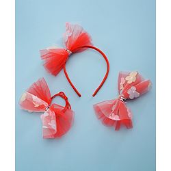 Babyhug Hair Accessories Sets Free Size Combo Pack Of 3 - Red