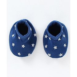 Babyhug 100% Cotton Cap Mittens & Booties Set Star Print - Blue
