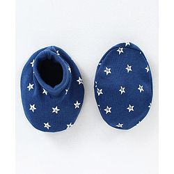 Babyhug 100% Cotton Cap Mittens & Booties Set Star Print - Blue