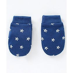 Babyhug 100% Cotton Cap Mittens & Booties Set Star Print - Blue