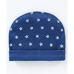 Babyhug 100% Cotton Cap Mittens & Booties Set Star Print - Blue