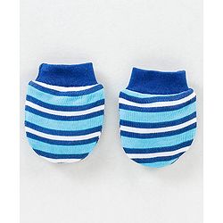 Babyhug 100% Cotton Cap Mittens & Booties Set Blue - Diameter 11 cm