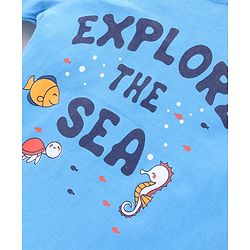 Babyhug Half Sleeves Tees Sea Animals Print Pack of 3 - Orange Sky Blue White