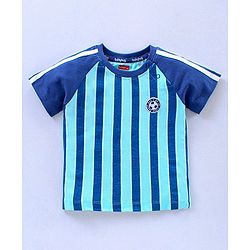 Babyhug Half Sleeves T-Shirts Text & Stripes Print Set of 2 - Blue