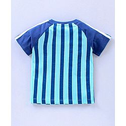 Babyhug Half Sleeves T-Shirts Text & Stripes Print Set of 2 - Blue
