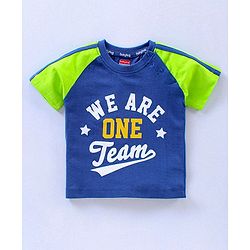 Babyhug Half Sleeves T-Shirts Text & Stripes Print Set of 2 - Blue