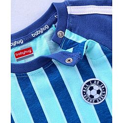 Babyhug Half Sleeves T-Shirts Text & Stripes Print Set of 2 - Blue