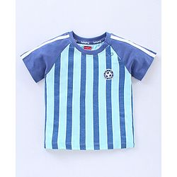Babyhug Half Sleeves T-Shirts Text & Stripes Print Set of 2 - Blue