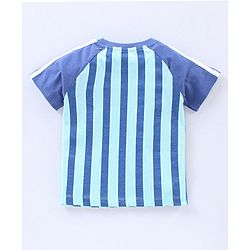 Babyhug Half Sleeves T-Shirts Text & Stripes Print Set of 2 - Blue