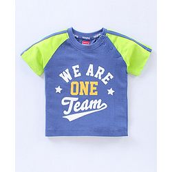 Babyhug Half Sleeves T-Shirts Text & Stripes Print Set of 2 - Blue