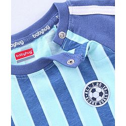 Babyhug Half Sleeves T-Shirts Text & Stripes Print Set of 2 - Blue