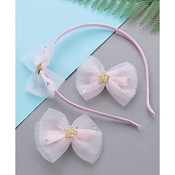 Babyhug Free Size Bow Applique Hair Accessories Set of 3 - Pink