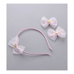 Babyhug Free Size Bow Applique Hair Accessories Set of 3 - Pink