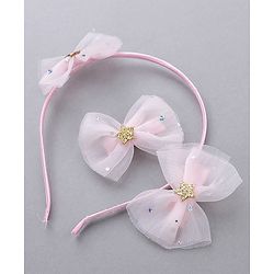 Babyhug Free Size Bow Applique Hair Accessories Set of 3 - Pink