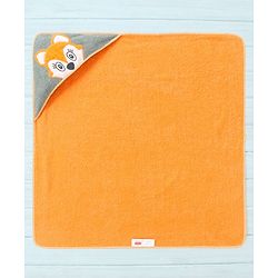 Babyhug Cotton Hooded Towel Fox Patch - Orange