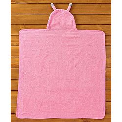 Babyhug Cotton Hooded Towel Animal Patch - Pink